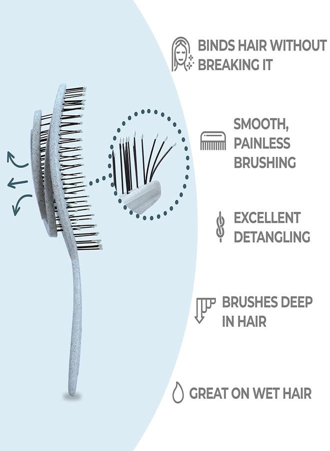 Ninabella Detangle Hair Brush for Women & Men - Does not Pull - Straightening Brushes for Straight & Curly Hair - Unique Spiral Detangling Hairbrush - Blue - Image 2